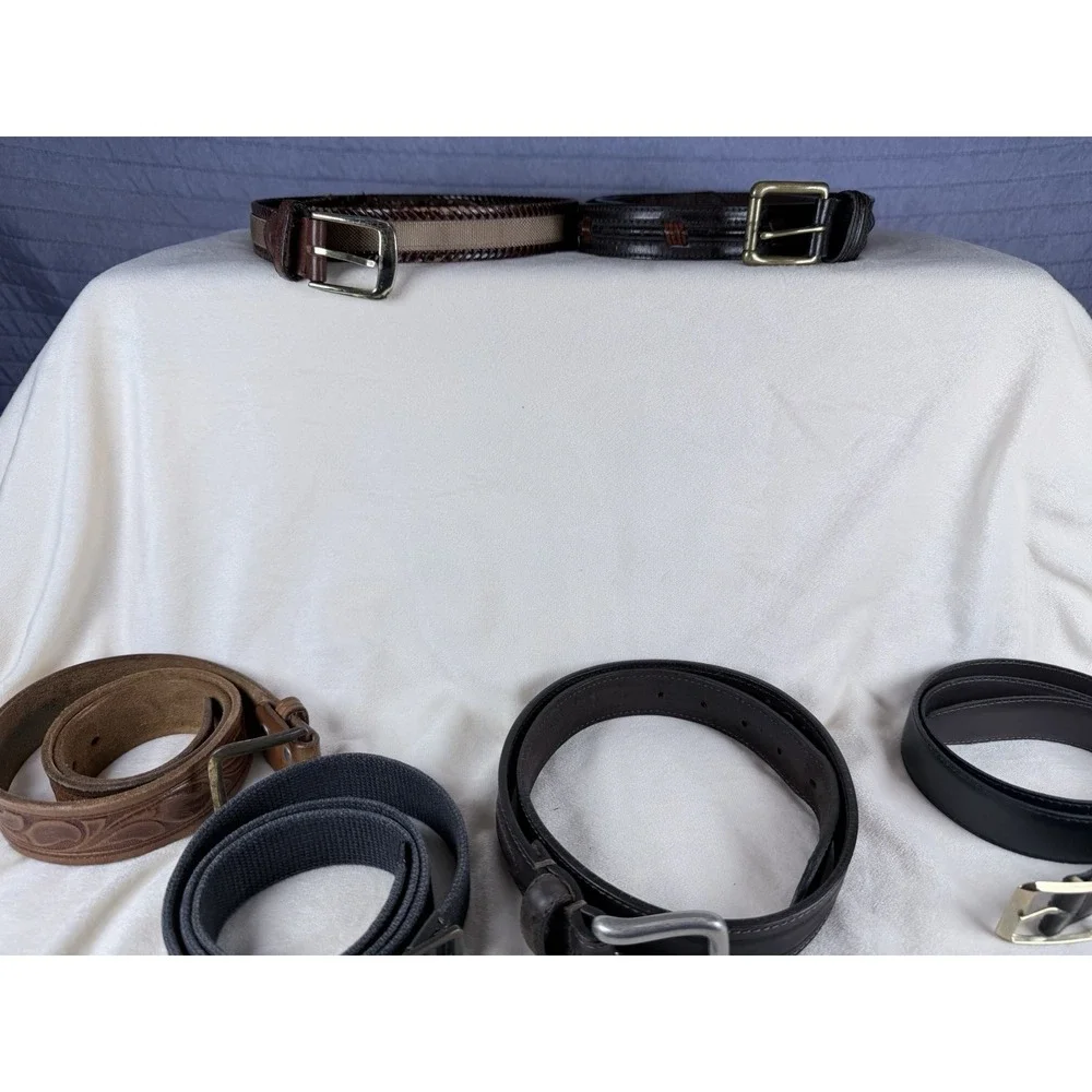 Vintage Men's Belt Lot Leather Western Casual Dress Mixed Sizes 6 Belts